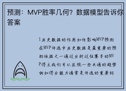预测：MVP胜率几何？数据模型告诉你答案